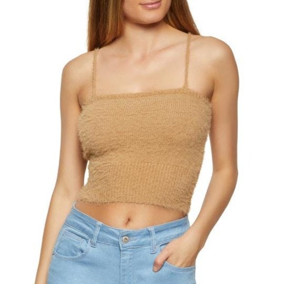 Eyelash Knit Cropped Cami and Cardigan Set - Picture 3 of 6